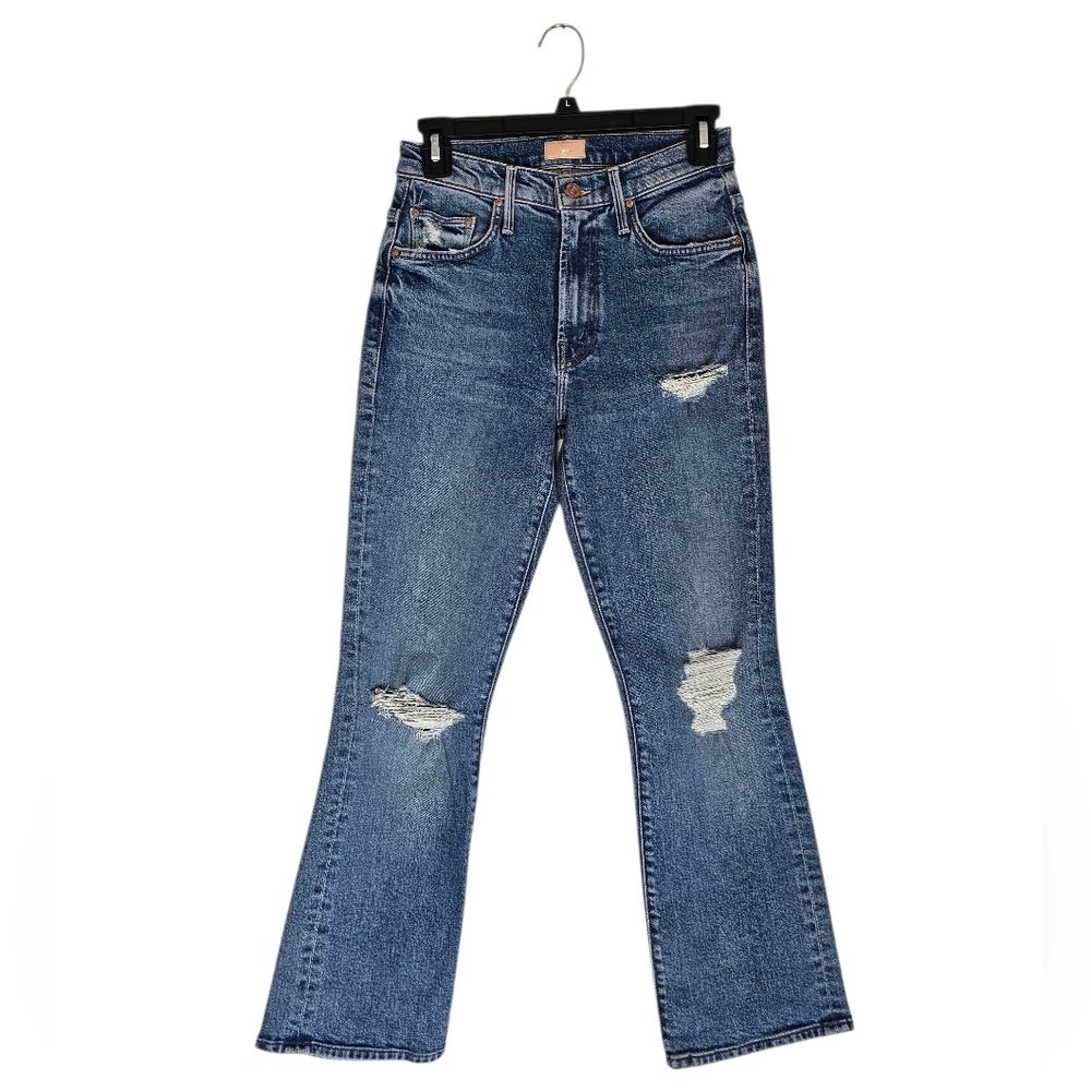 MOTHER The Insider Ankle Flare High Rise Blue Distressed Jeans 25 Preowned